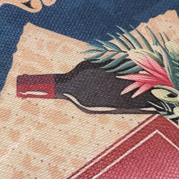 Happy Passover Table Runner Matzoh Wine  Holiday Symbols Blue Gold 14"x 72" NEW - Picture 5 of 12